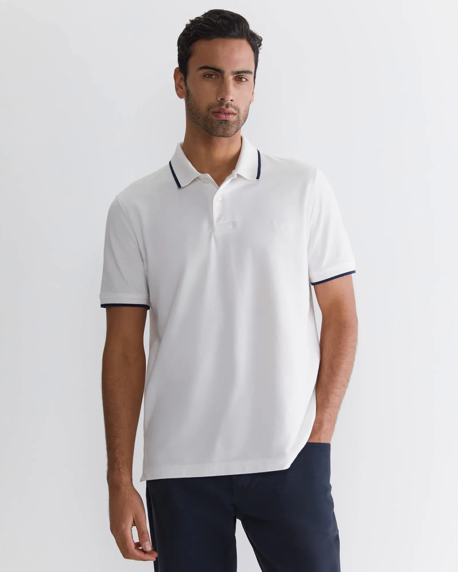Clearance Sportscraft SC Tipped Pique Polo in White