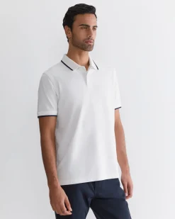 Clearance Sportscraft SC Tipped Pique Polo in White