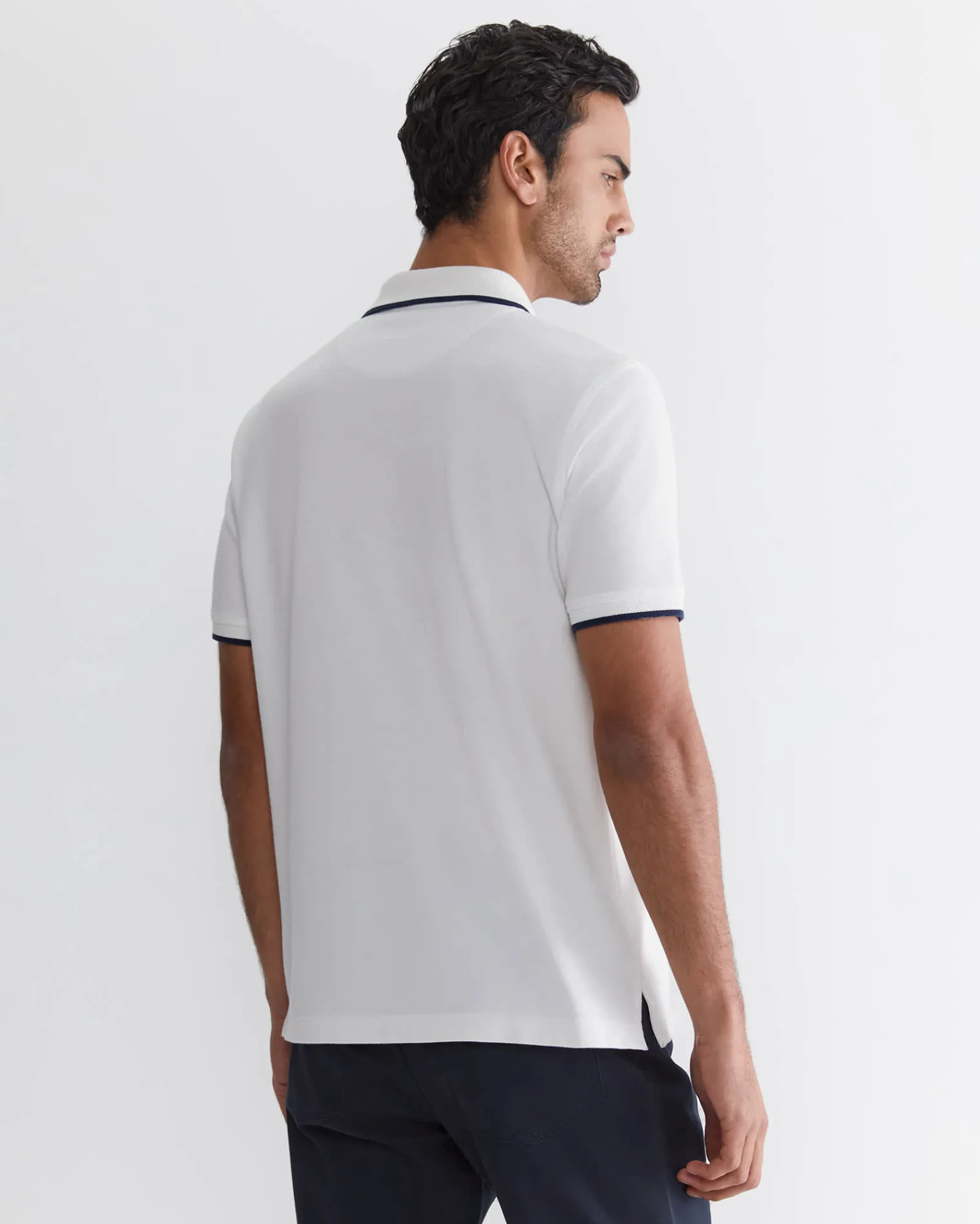 Clearance Sportscraft SC Tipped Pique Polo in White