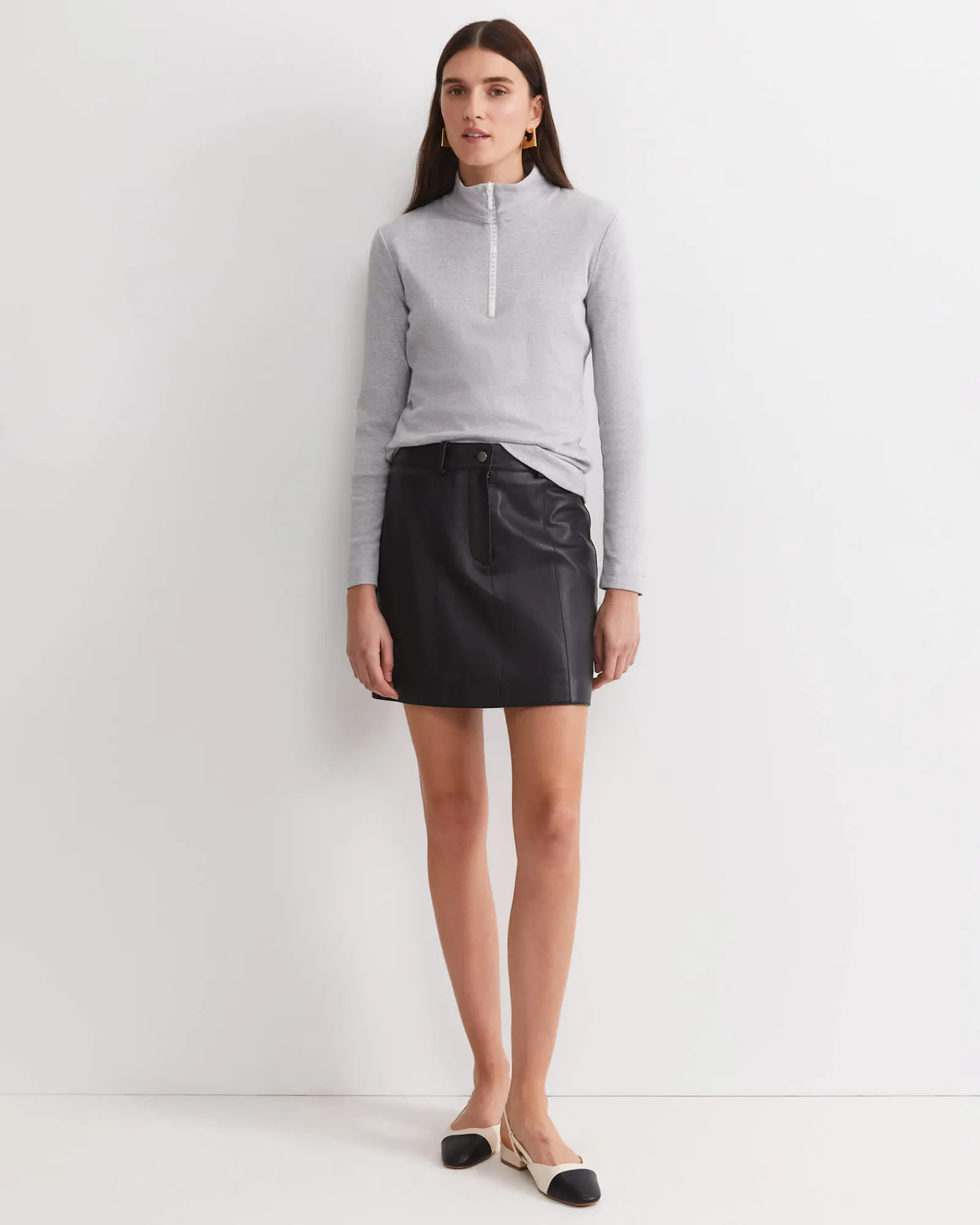 Best Sportscraft SC Zip Funnel Neck Top in Grey Melange GreyMelange