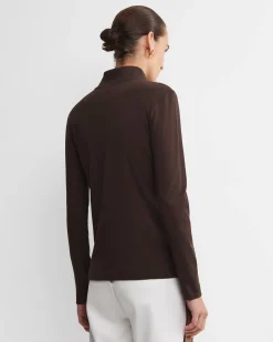 Best Sportscraft SC Zip Thru Funnel Neck Top in Chocolate