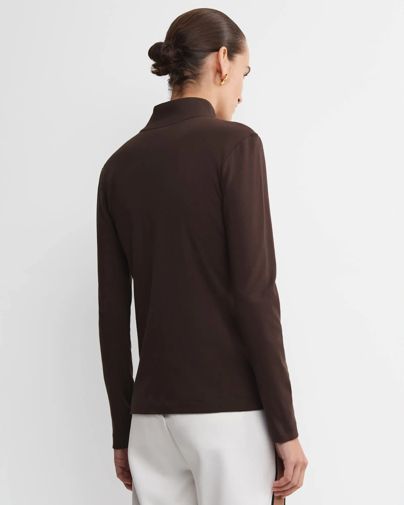 Best Sportscraft SC Zip Thru Funnel Neck Top in Chocolate