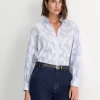 Fashion Sportscraft Sedonia Clip Back Shirt in Whiteblue White/blue