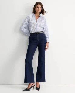 Fashion Sportscraft Sedonia Clip Back Shirt in Whiteblue White/blue