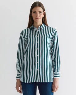 Hot Sportscraft Serena Stripe Shirt in Whitegreen White/green