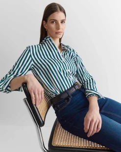 Hot Sportscraft Serena Stripe Shirt in Whitegreen White/green