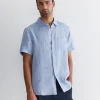 Sale Sportscraft Short Sleeve Linen Shirt in Chambray