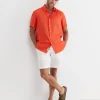 Outlet Sportscraft Short Sleeve Linen Shirt in Tangerine