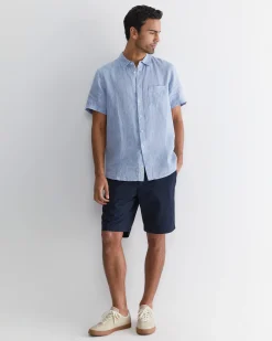 Sale Sportscraft Short Sleeve Linen Shirt in Chambray