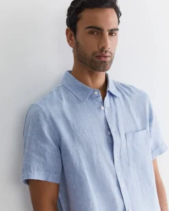 Sale Sportscraft Short Sleeve Linen Shirt in Chambray