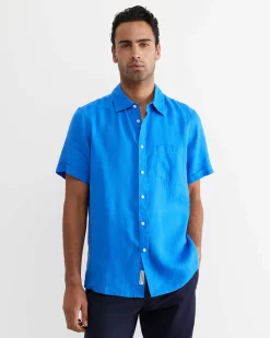 Hot Sportscraft Short Sleeve Linen Shirt in Cobalt