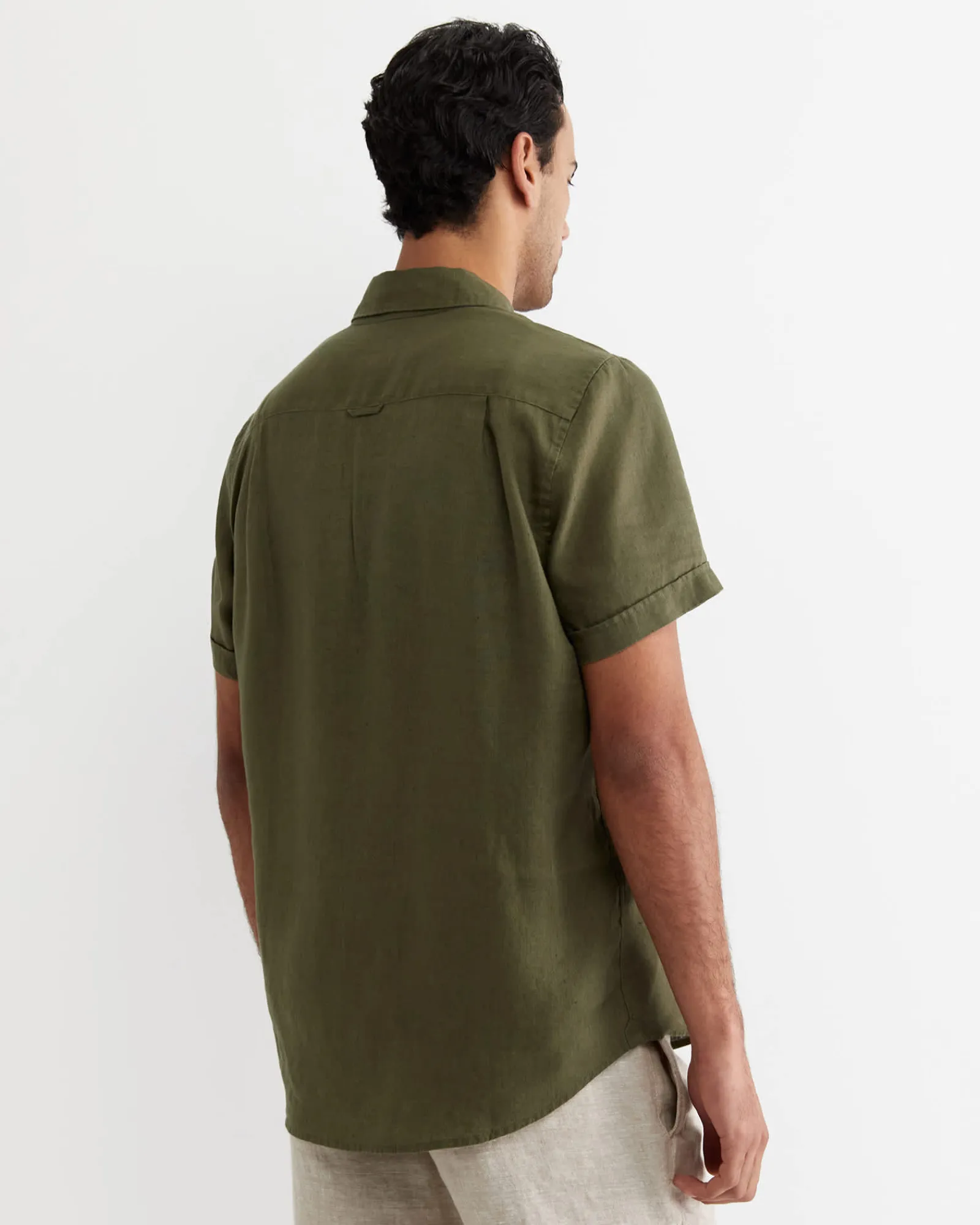 Outlet Sportscraft Short Sleeve Linen Shirt in Khaki