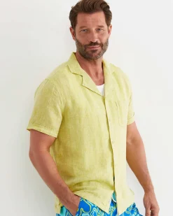 Online Sportscraft Short Sleeve Stanton Linen Shirt in Lime