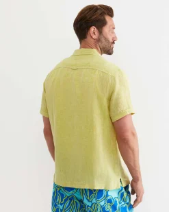 Online Sportscraft Short Sleeve Stanton Linen Shirt in Lime