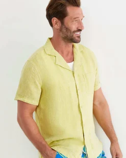 Online Sportscraft Short Sleeve Stanton Linen Shirt in Lime