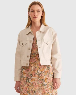 New Sportscraft Siobhan Denim Jacket in Putty