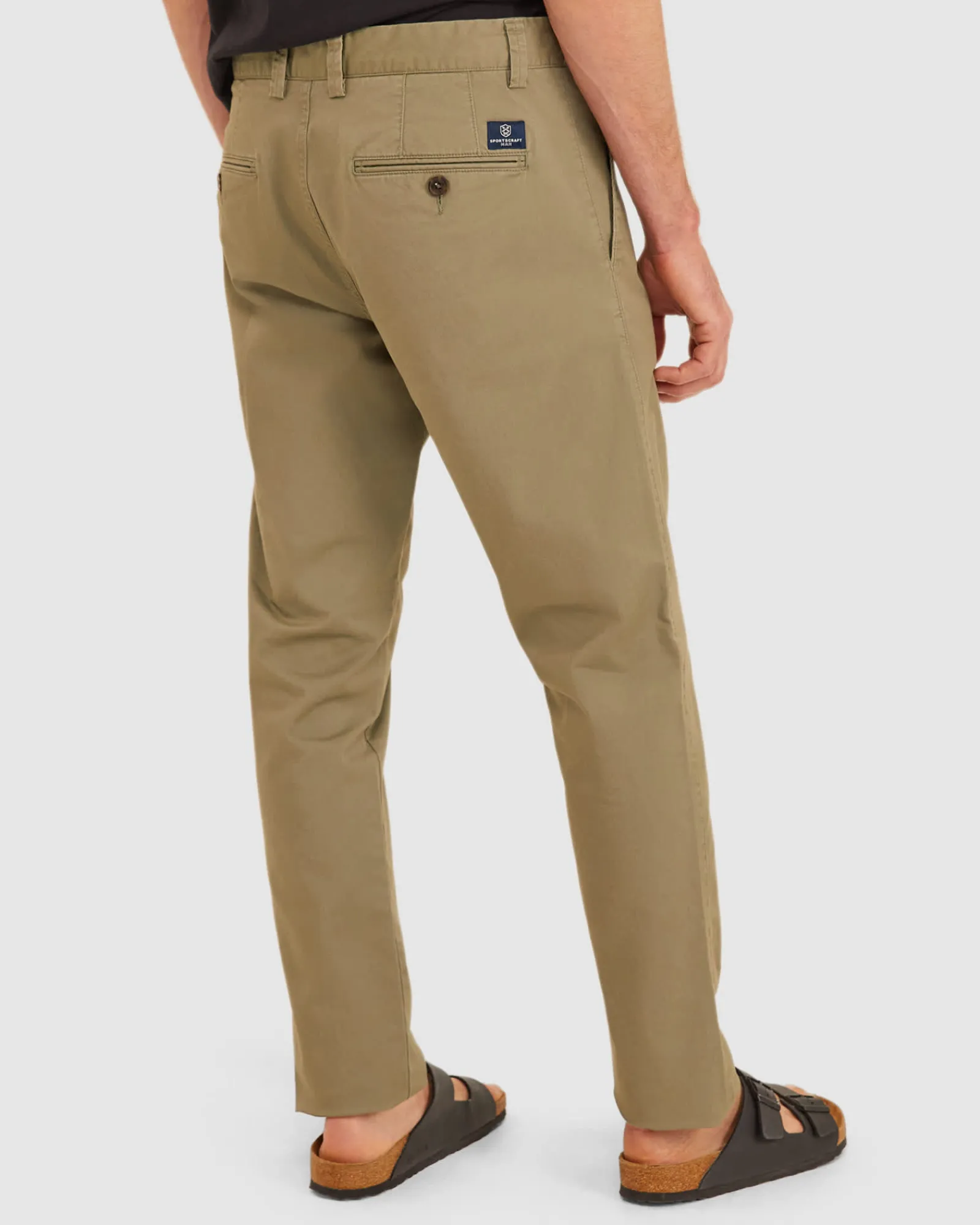 New Sportscraft Smith Tapered Chinos in Olive