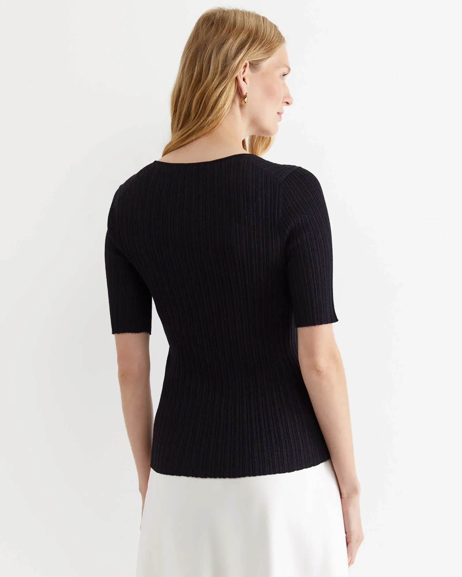 Discount Sportscraft Sparkling Rib Knit Tee in Navy