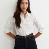 Discount Sportscraft Spot Long Sleeve Lily Voile Shirt in Whitenavy White/navy