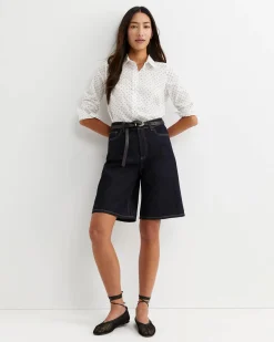 Discount Sportscraft Spot Long Sleeve Lily Voile Shirt in Whitenavy White/navy
