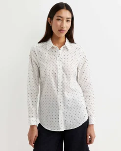 Discount Sportscraft Spot Long Sleeve Lily Voile Shirt in Whitenavy White/navy