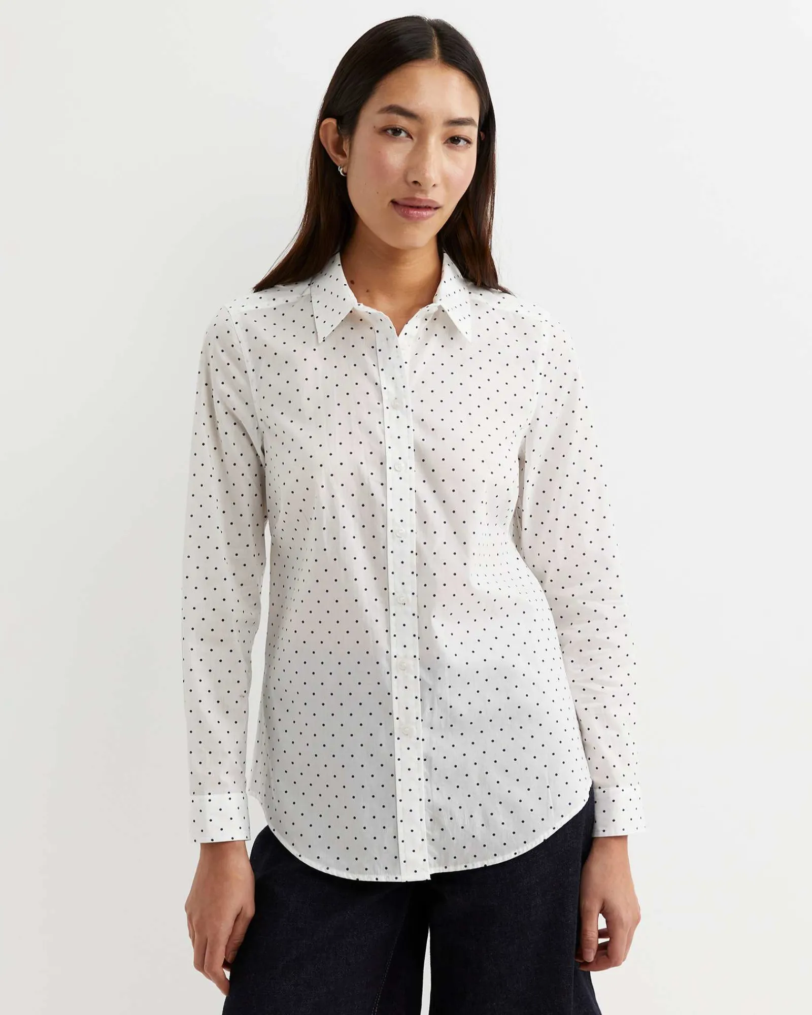 Discount Sportscraft Spot Long Sleeve Lily Voile Shirt in Whitenavy White/navy