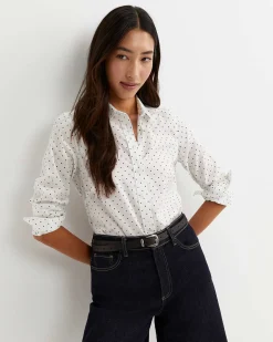 Discount Sportscraft Spot Long Sleeve Lily Voile Shirt in Whitenavy White/navy