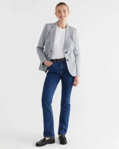 New Sportscraft Stina Check Blazer in Navywhite Navy/white