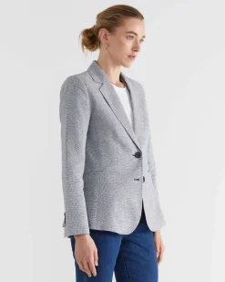 New Sportscraft Stina Check Blazer in Navywhite Navy/white