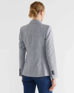 New Sportscraft Stina Check Blazer in Navywhite Navy/white