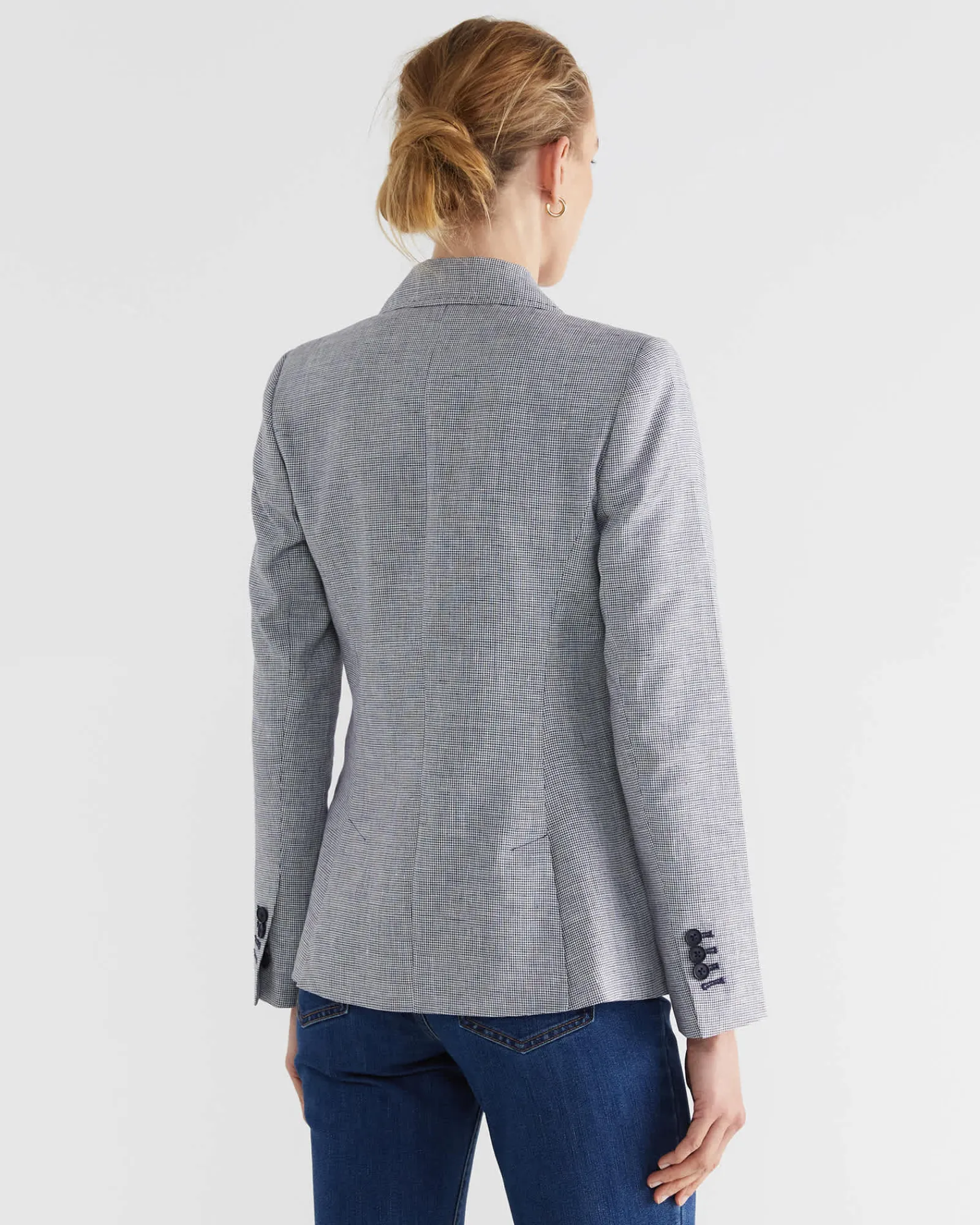 New Sportscraft Stina Check Blazer in Navywhite Navy/white