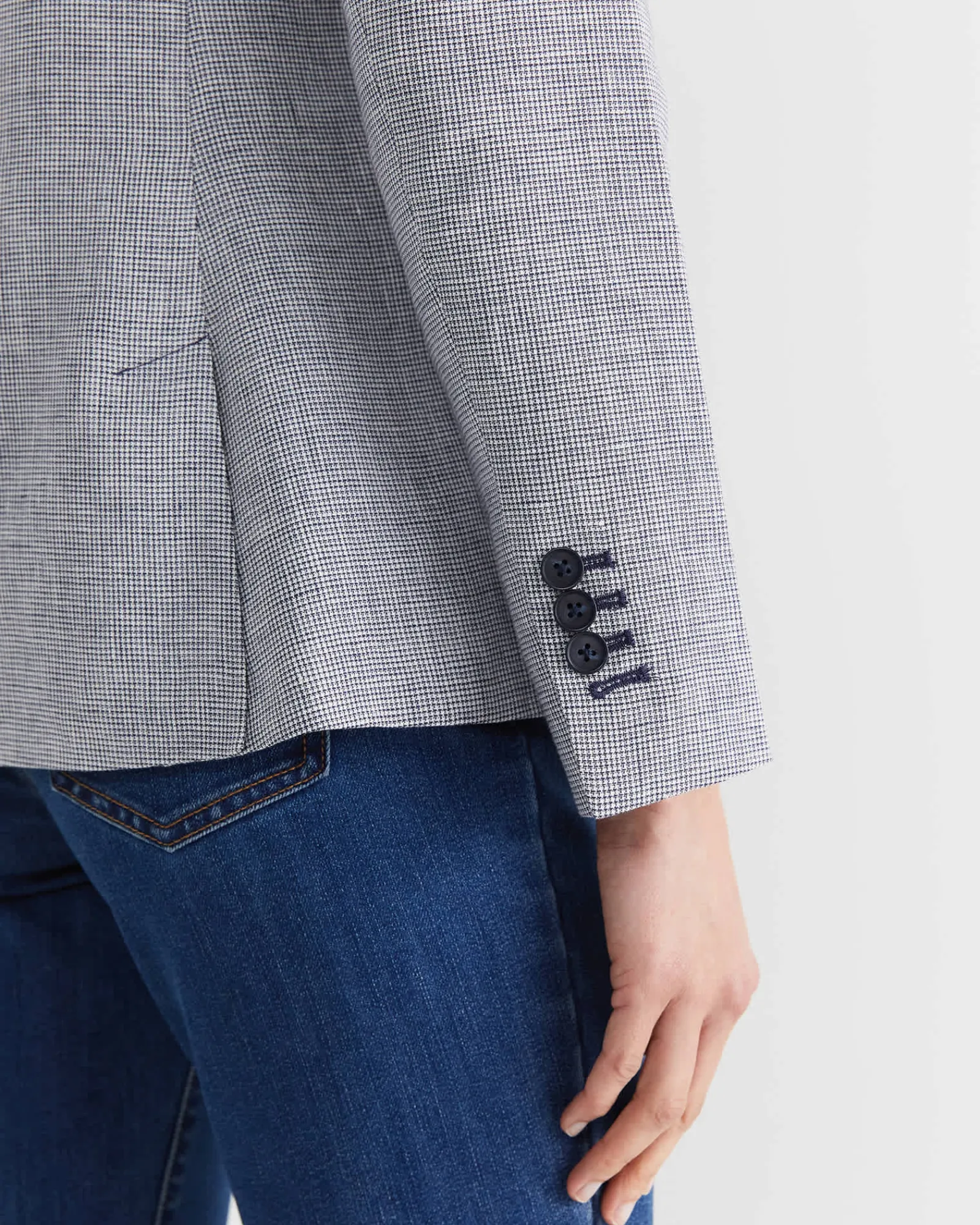 New Sportscraft Stina Check Blazer in Navywhite Navy/white