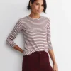 Fashion Sportscraft Stripe Lurex Long Sleeve Magic Tee in Wine
