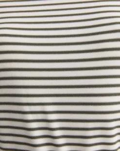 Clearance Sportscraft Stripe Lurex Long Sleeve Magic Tee in Whitekhaki White/khaki