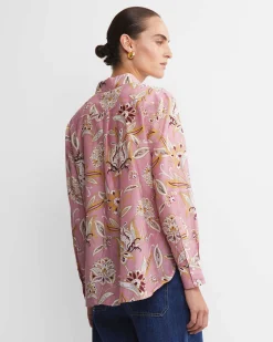 New Sportscraft Sue Paisley Long Sleeve Cotton Silk Shirt in Pink Multi PinkMulti