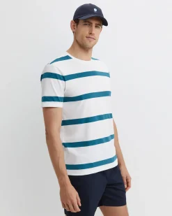 Fashion Sportscraft Sullivan Stripe Tee in Whiteteal White/teal
