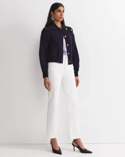 Sale Sportscraft Sunshine Collared Merino Cardigan in Navy