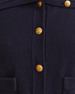 Sale Sportscraft Sunshine Collared Merino Cardigan in Navy