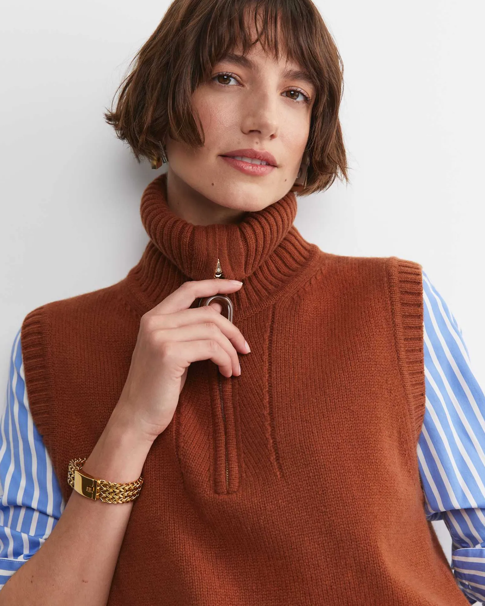 Hot Sportscraft Sunshine Collared Sleeveless Vest in Toffee