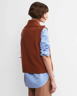 Hot Sportscraft Sunshine Collared Sleeveless Vest in Toffee