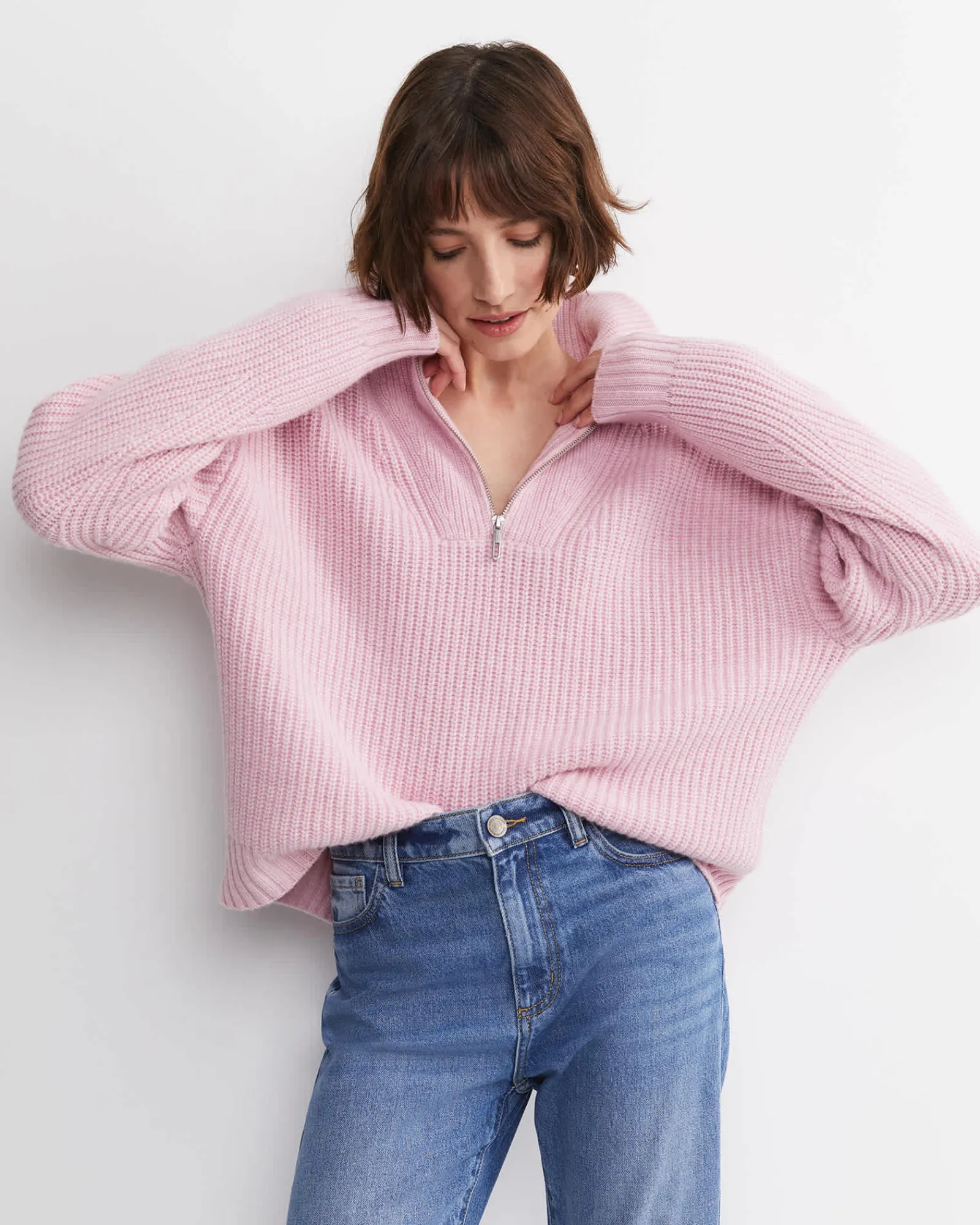 Best Sportscraft Sunshine Quarter Zip Knit in Soft Pink SoftPink
