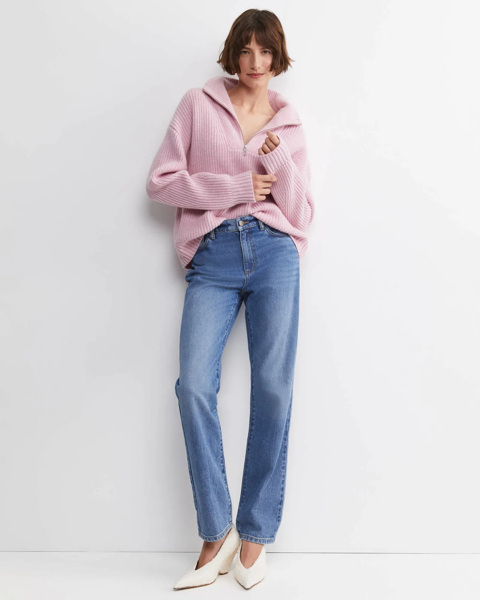 Best Sportscraft Sunshine Quarter Zip Knit in Soft Pink SoftPink