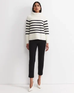 Discount Sportscraft Sunshine Stripe Turtleneck Sweater in Whitenavy White/navy