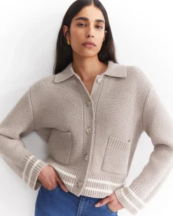 Fashion Sportscraft Sunshine Textured Stitch Cardigan in Mink