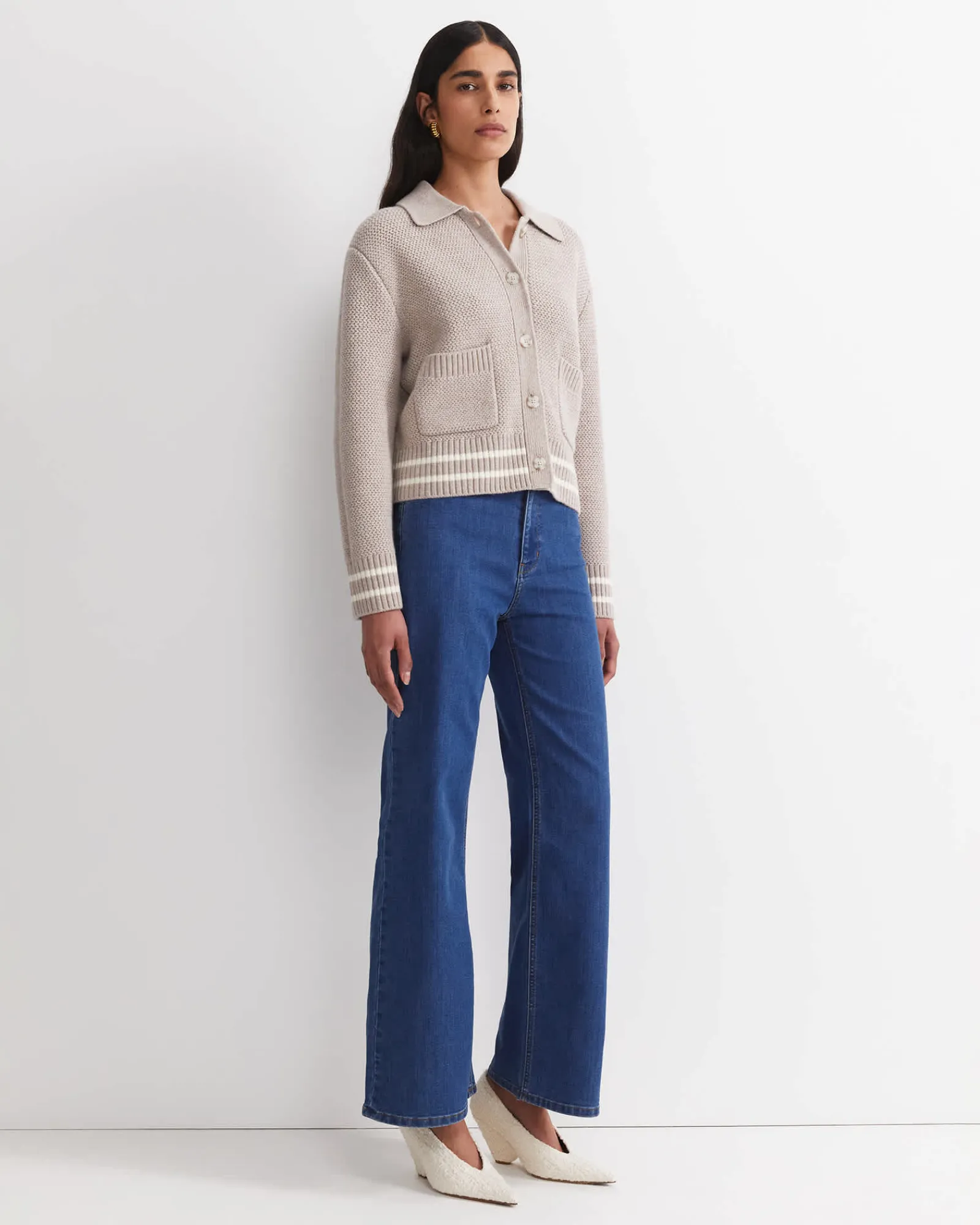 Fashion Sportscraft Sunshine Textured Stitch Cardigan in Mink