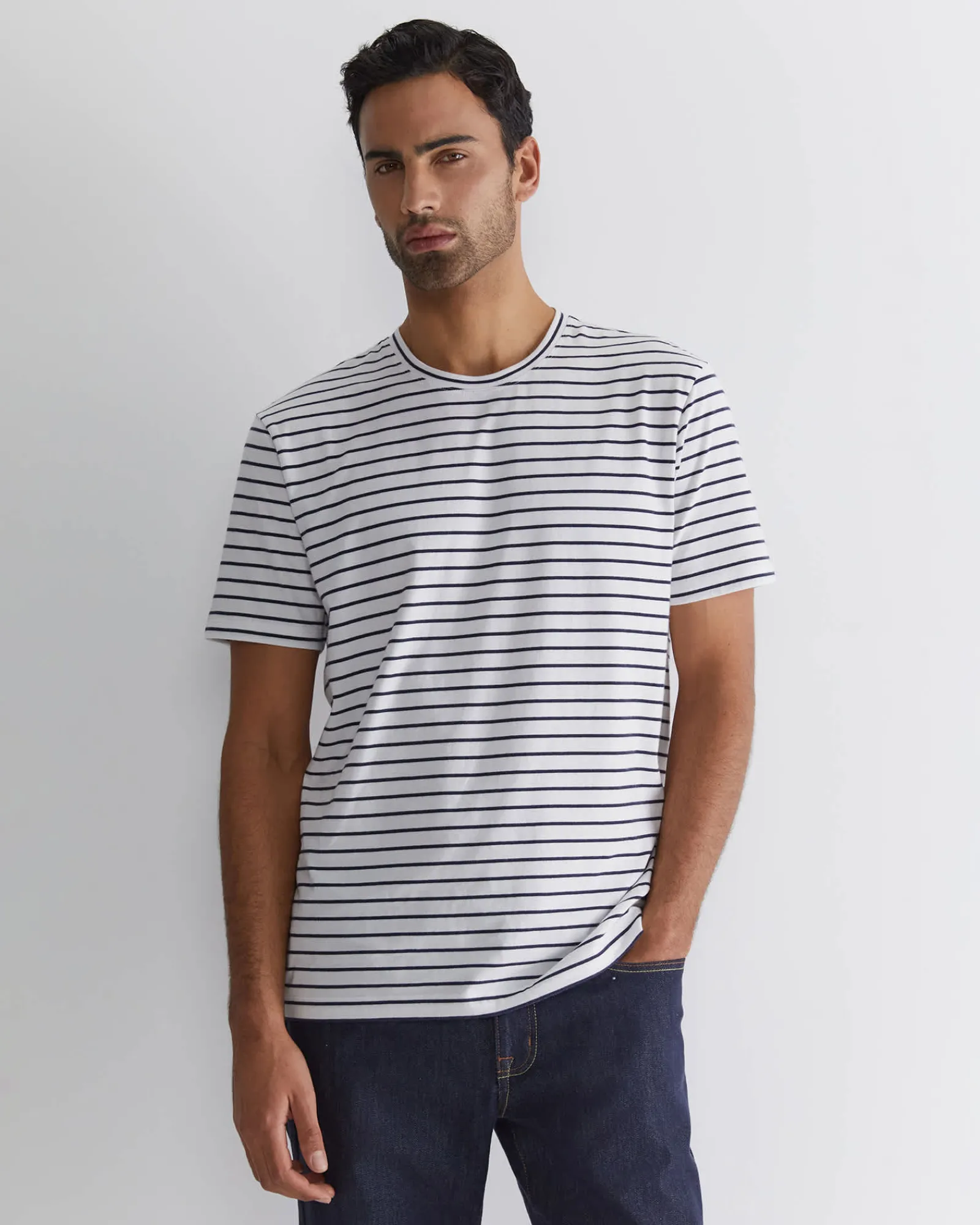 Sale Sportscraft Supersoft Stripe Tee in Whitenavy White/navy