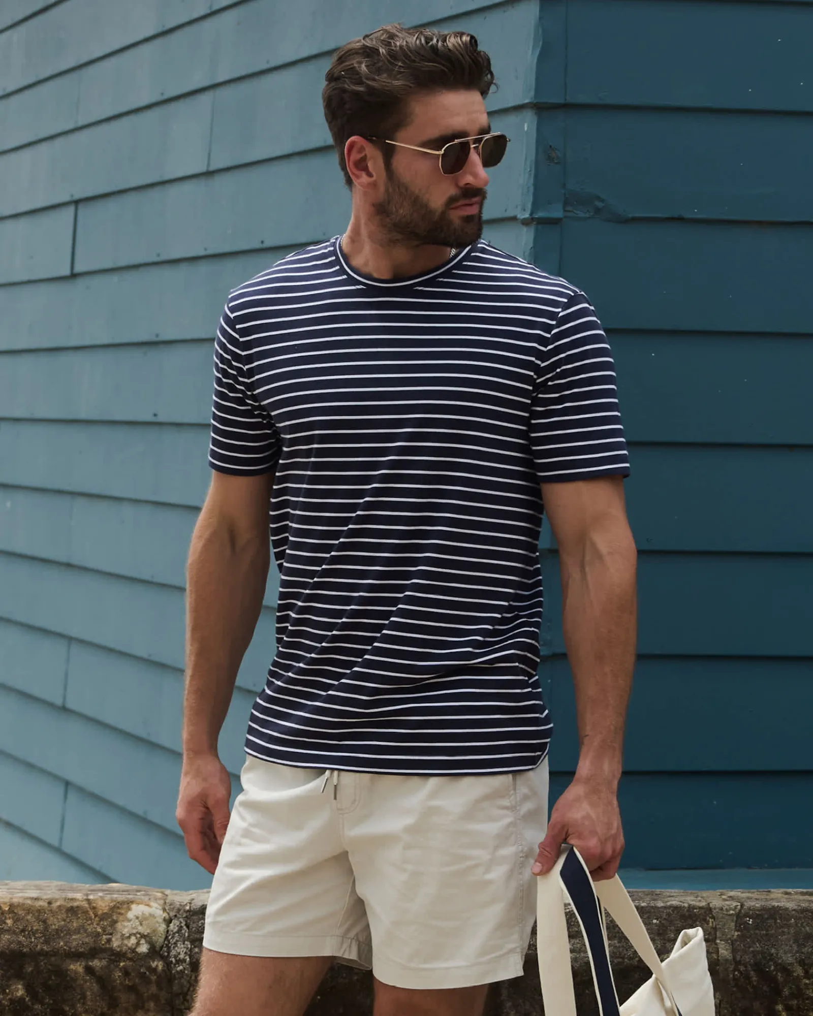 New Sportscraft Supersoft Tee in Navywhite Navy/white