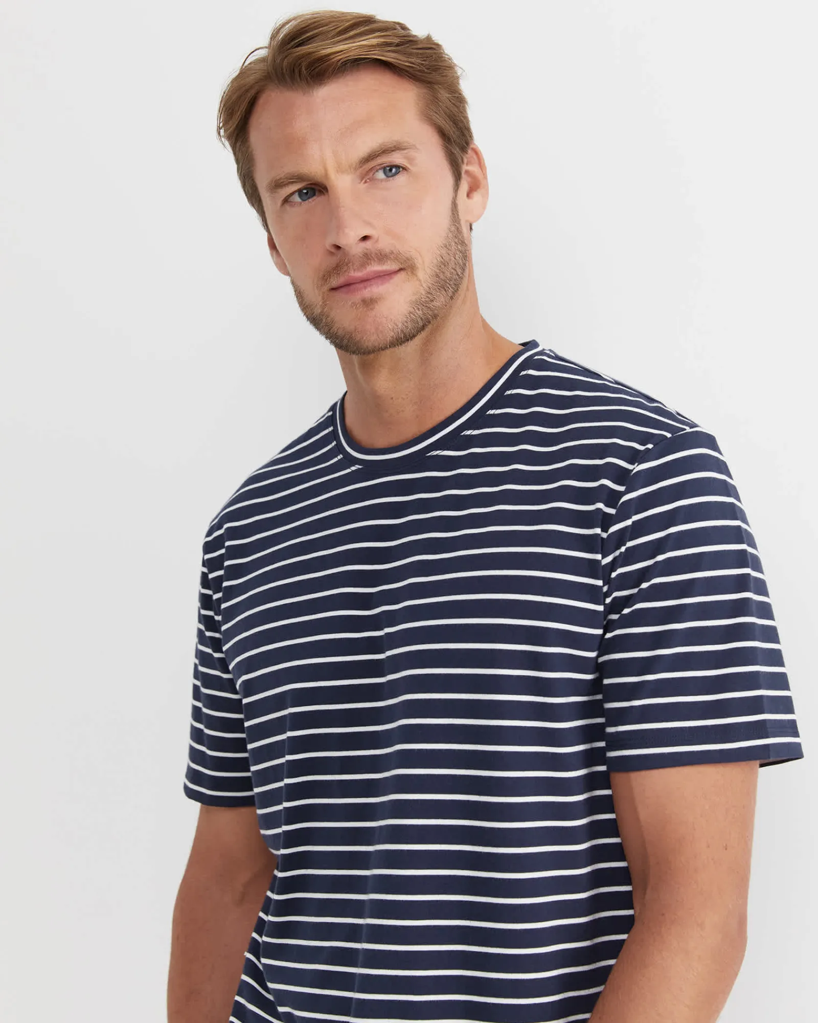 New Sportscraft Supersoft Tee in Navywhite Navy/white