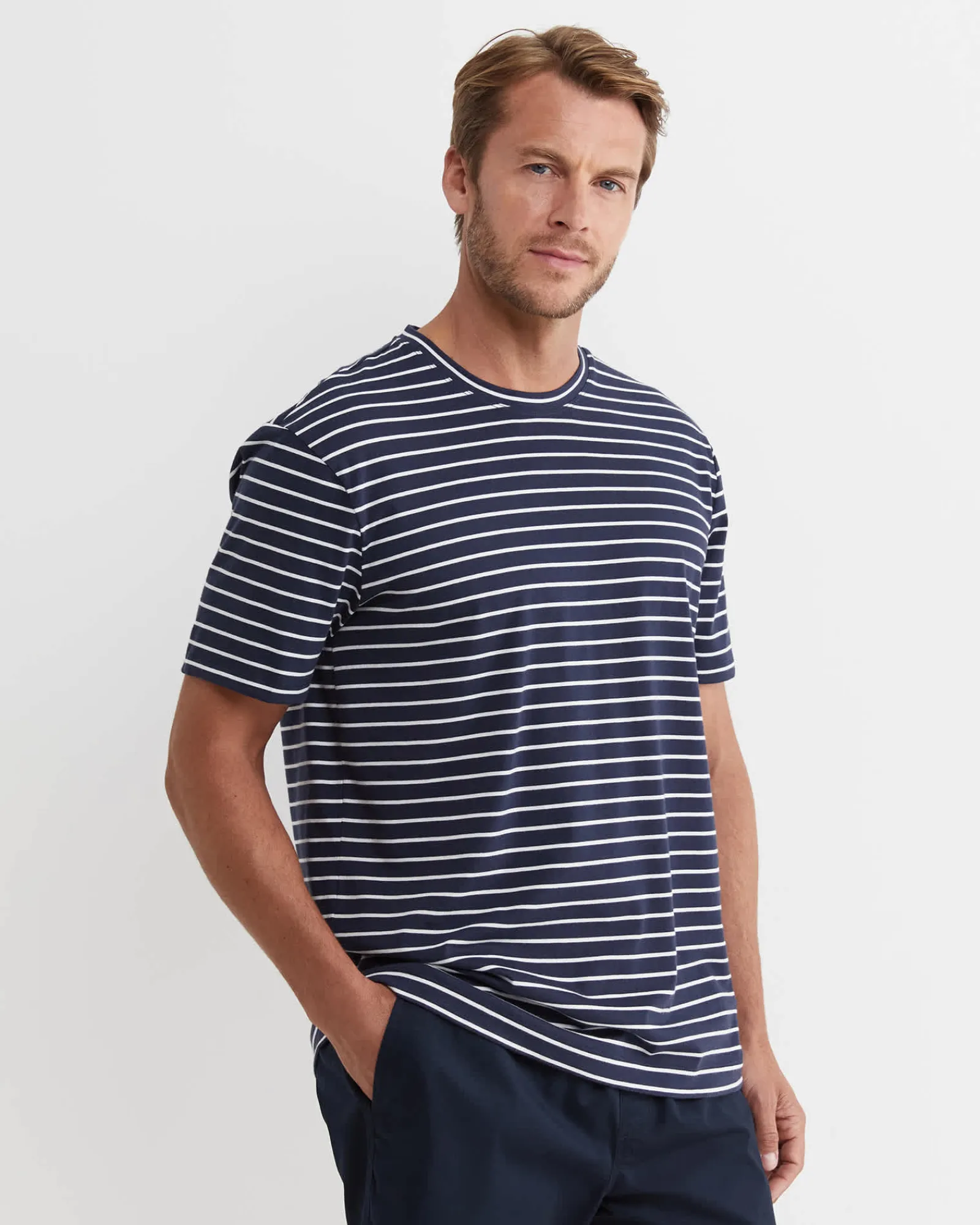 New Sportscraft Supersoft Tee in Navywhite Navy/white