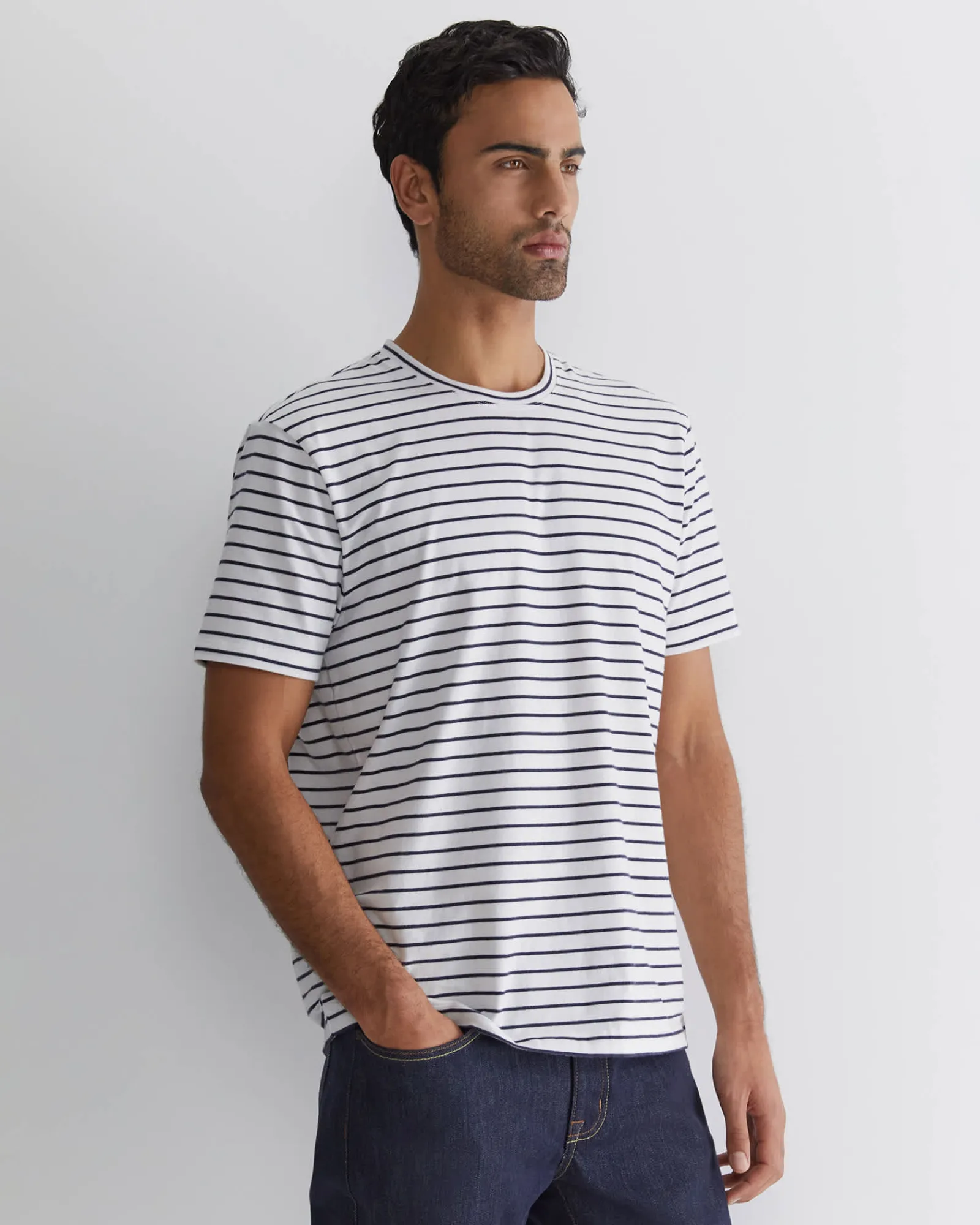 Clearance Sportscraft Supersoft Tee in Whitenavy White/navy